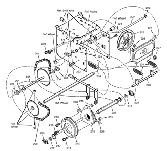 Drive Diagram and Parts List for 627804X89C 2001 Briggs and Stratton Snow Blower